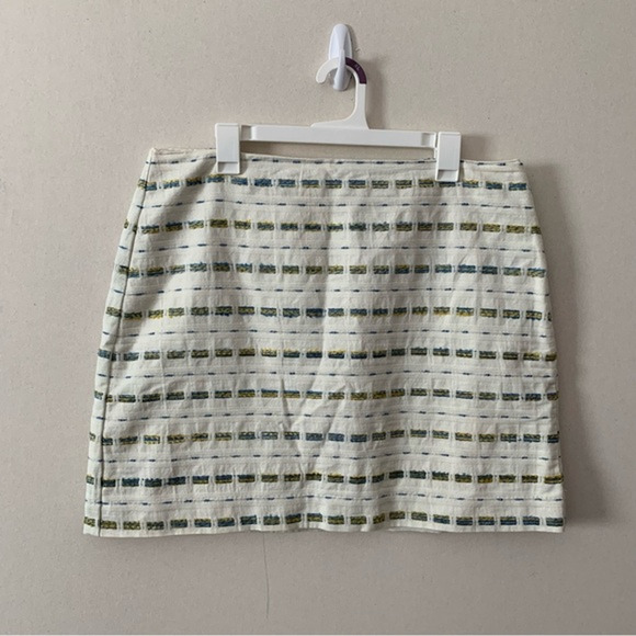 Loft Cream Embroidered Mini Skirt Womens Size 14 - Picture 1 of 4